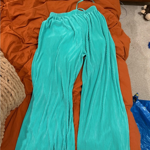 Teal Ruffle Pants - Picture 1 of 2